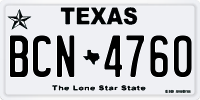 TX license plate BCN4760