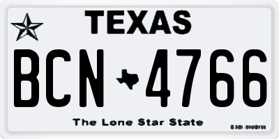 TX license plate BCN4766