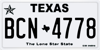 TX license plate BCN4778