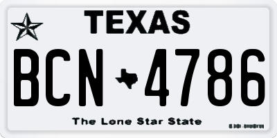 TX license plate BCN4786
