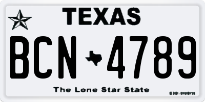 TX license plate BCN4789
