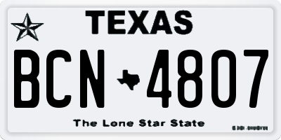 TX license plate BCN4807