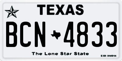 TX license plate BCN4833