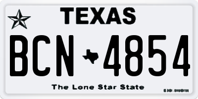 TX license plate BCN4854