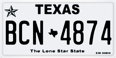 TX license plate BCN4874