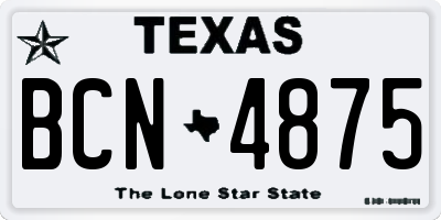 TX license plate BCN4875