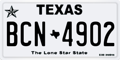 TX license plate BCN4902