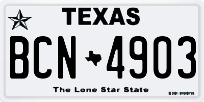 TX license plate BCN4903