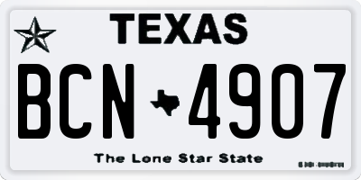 TX license plate BCN4907