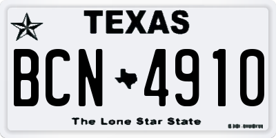 TX license plate BCN4910
