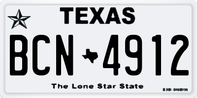 TX license plate BCN4912