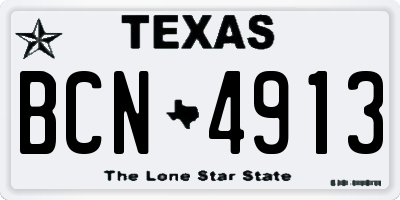 TX license plate BCN4913