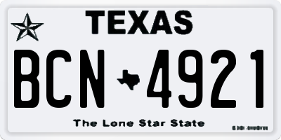 TX license plate BCN4921