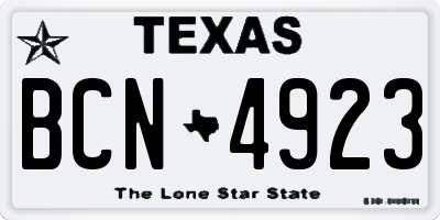 TX license plate BCN4923