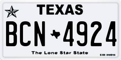TX license plate BCN4924