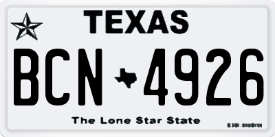 TX license plate BCN4926