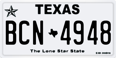TX license plate BCN4948