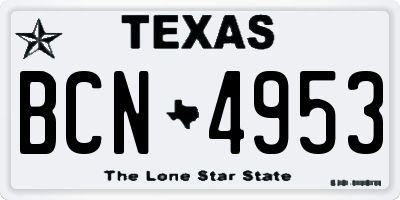 TX license plate BCN4953