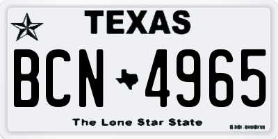 TX license plate BCN4965