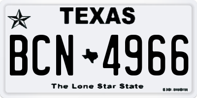 TX license plate BCN4966