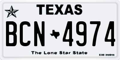 TX license plate BCN4974