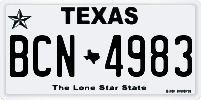 TX license plate BCN4983