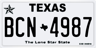 TX license plate BCN4987