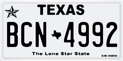 TX license plate BCN4992