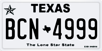 TX license plate BCN4999