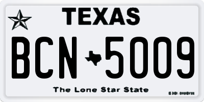 TX license plate BCN5009