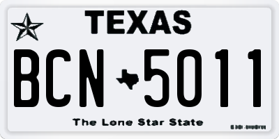 TX license plate BCN5011