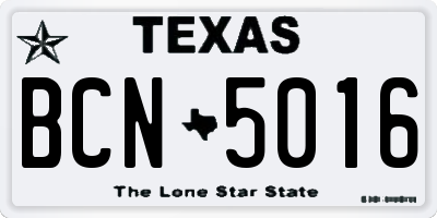 TX license plate BCN5016