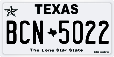 TX license plate BCN5022