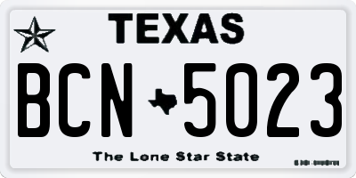 TX license plate BCN5023
