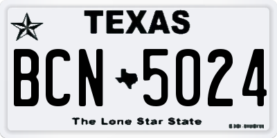 TX license plate BCN5024