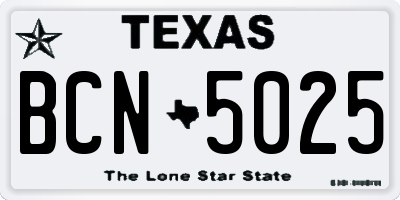 TX license plate BCN5025