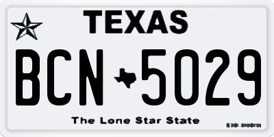 TX license plate BCN5029
