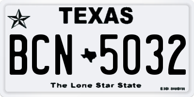 TX license plate BCN5032