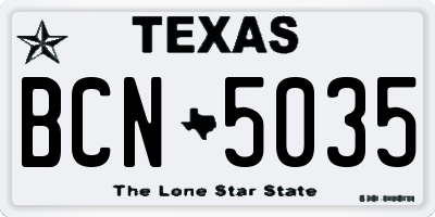 TX license plate BCN5035