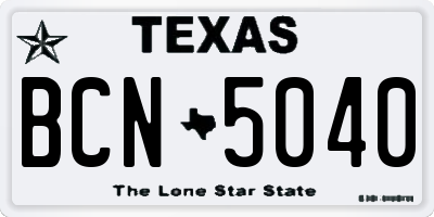 TX license plate BCN5040