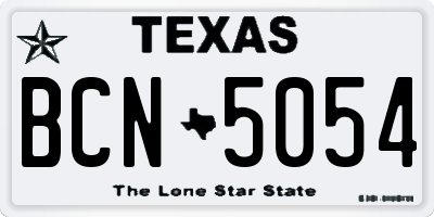 TX license plate BCN5054