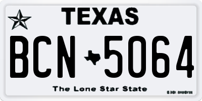 TX license plate BCN5064