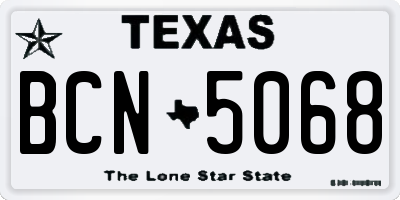 TX license plate BCN5068