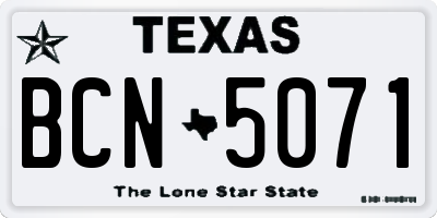 TX license plate BCN5071