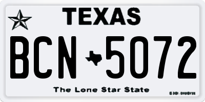 TX license plate BCN5072