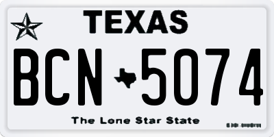 TX license plate BCN5074