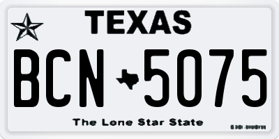 TX license plate BCN5075