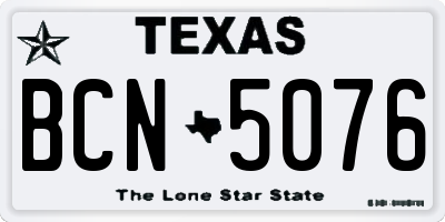 TX license plate BCN5076