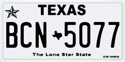 TX license plate BCN5077