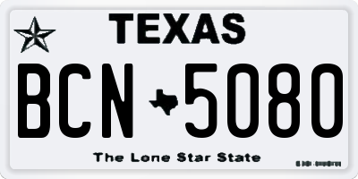 TX license plate BCN5080